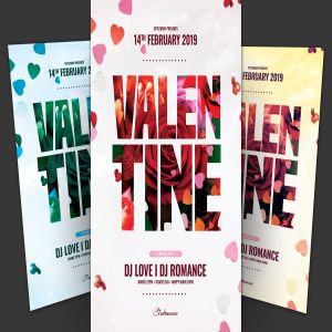 玫瑰花卉创意图形情人节海报传单设计 Valentine Flyer