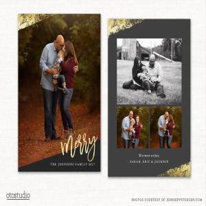 圣诞节主题照片贺卡设计模板 Christmas Card Template Merry CC127