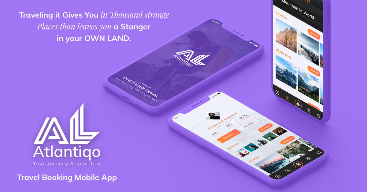 旅行和航班预订移动应用UI套件SKETCH素材 Atlantigo-Travel & Flight Booking MobileApp SKETCH