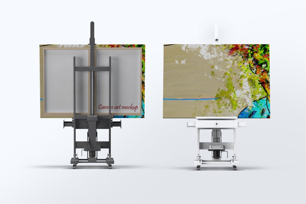 油画艺术创作样机模板 Canvas Art on Easel Mock-Up