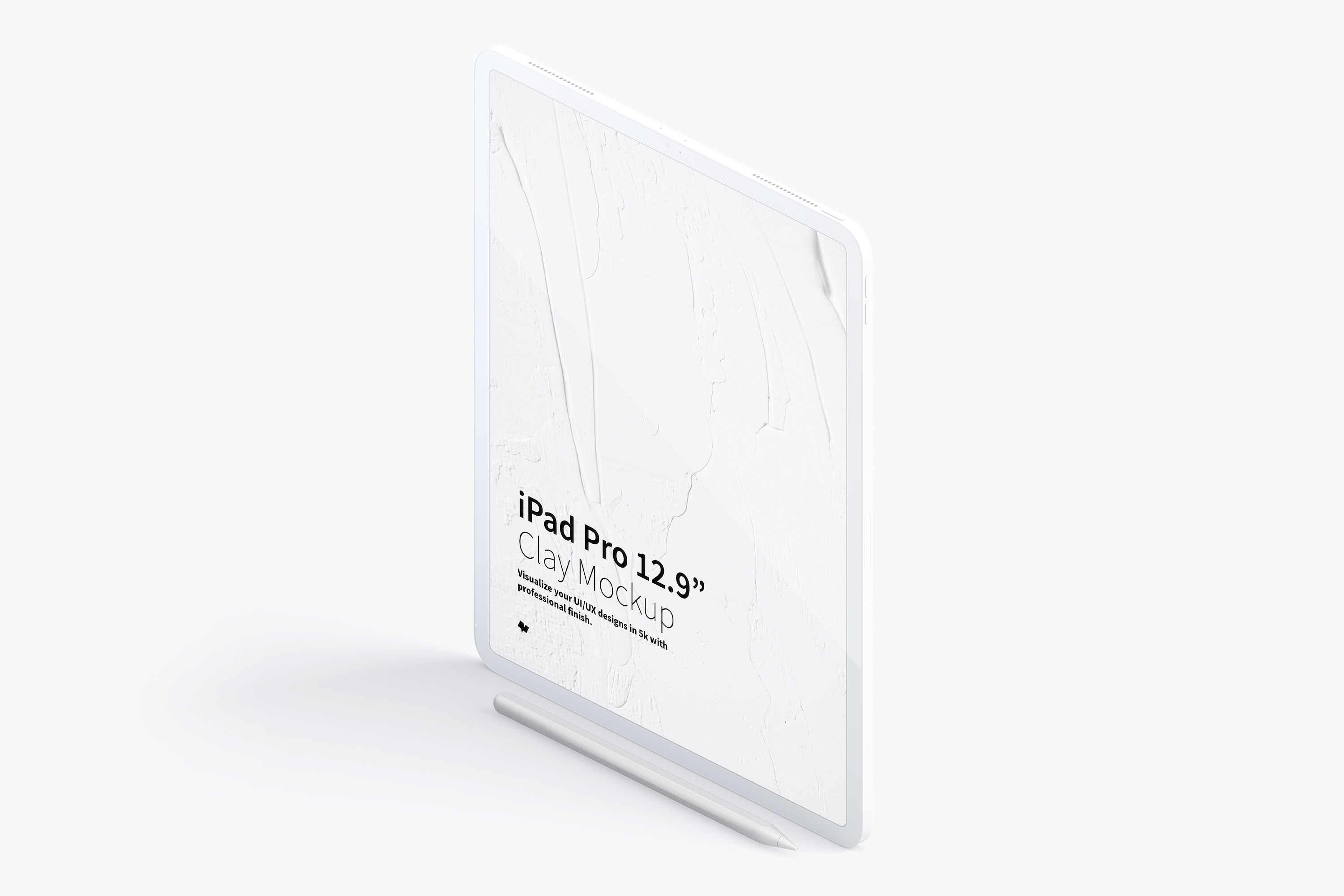 iPad Pro平板电脑屏幕等距左视图样机02 Clay iPad Pro 12.9” Mockup, Isometric Left View 02