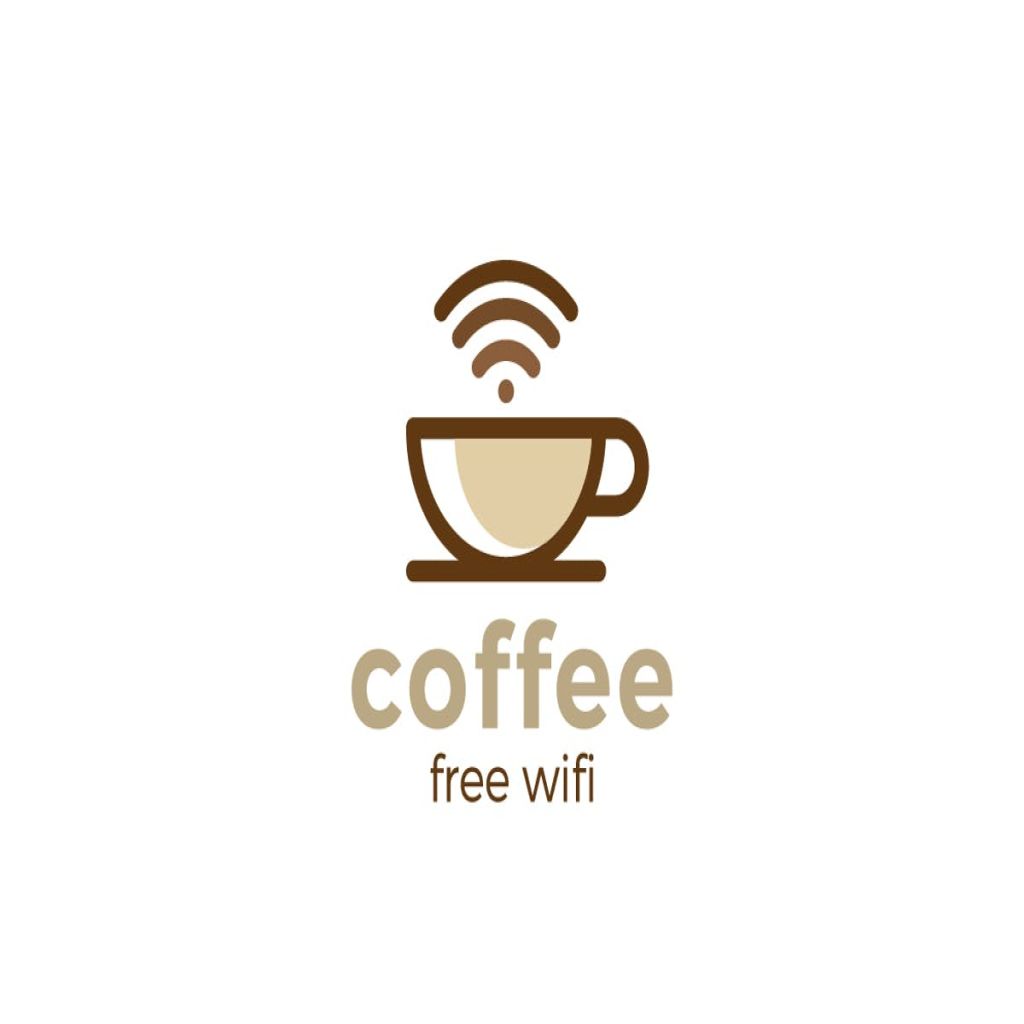 咖啡馆免费Wifi服务品牌Logo模板 Logo Coffee Cup WiFi Linear style插图