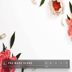 牡丹花花卉场景样机 Floral Peonies Mockup Scene #009
