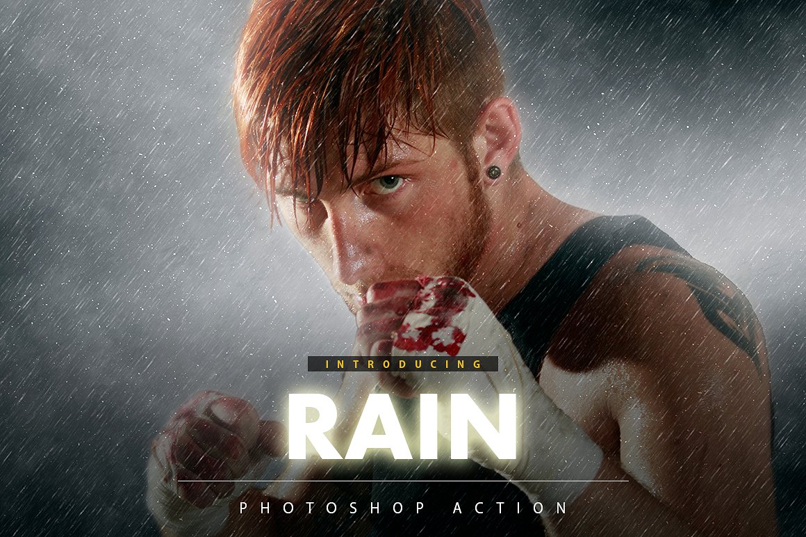 逼真的下雨特效PS动作 Rain Photoshop Action