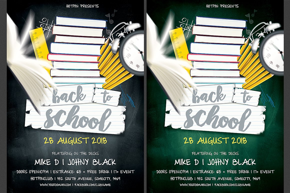 重返校园系列聚会传单模板 Back to School Party Flyer