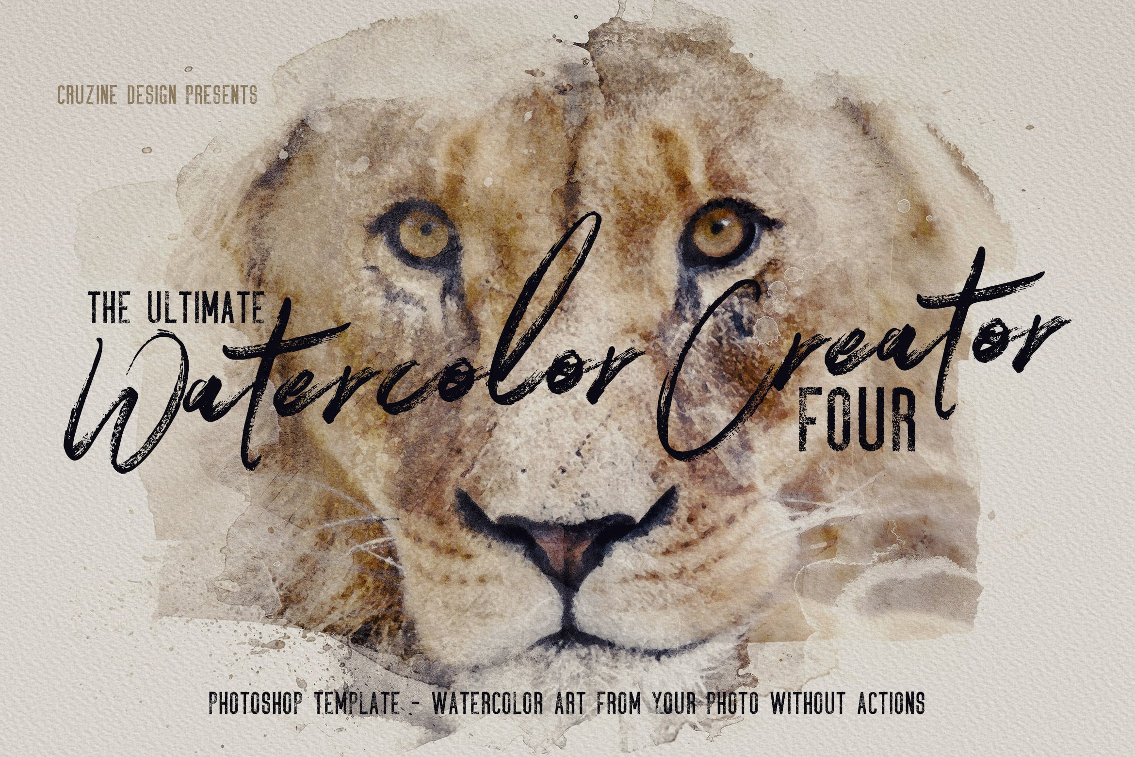 独特的水彩照片效果生成器PSD分层模板 The Ultimate Watercolor Creator 4