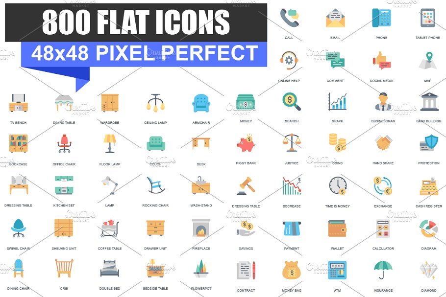 企业商务主题扁平风格图标库 Business Flat Icons