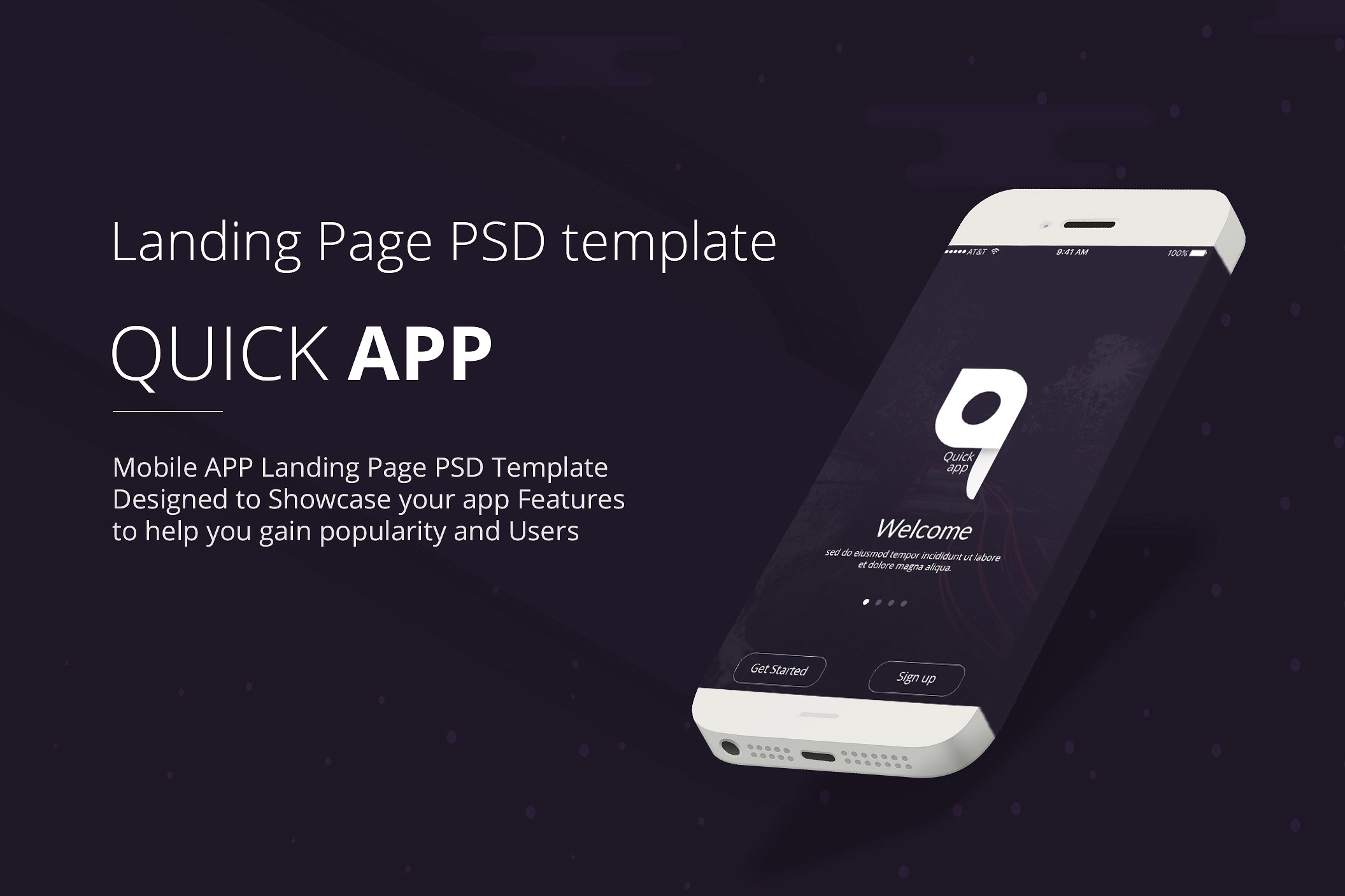 着陆页设计模版 QuickApp – Landing Page PSD Template