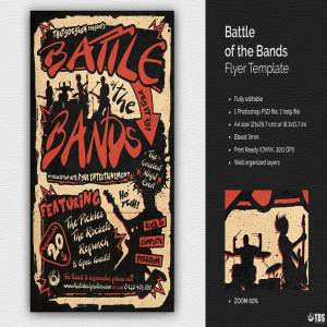 摇滚乐队音乐表演宣传传单PSD模板 Battle of the Bands Flyer PSD