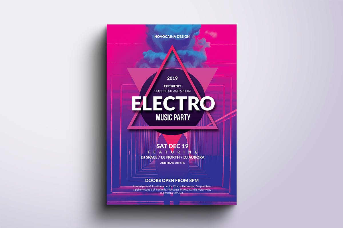 电子音乐派对海报传单设计模板素材 Electro Music Party Poster & Flyer