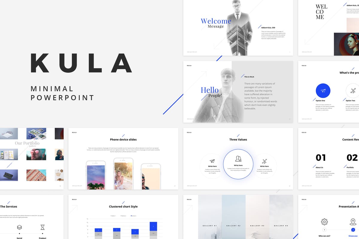 时尚极简设计商业主题PPT幻灯片模板 KULA Powerpoint Template