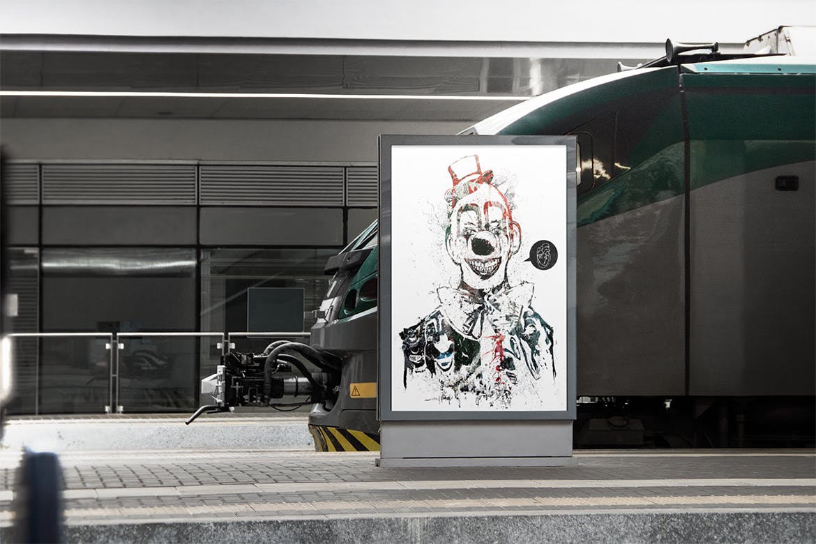 火车站/高铁站广告海报展示图样机模板 Train Station Poster Mock-up