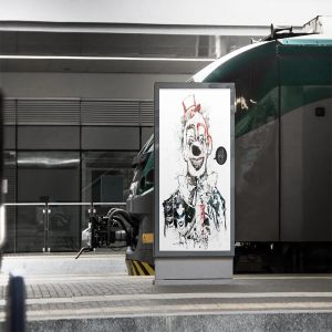 火车站/高铁站广告海报展示图样机模板 Train Station Poster Mock-up