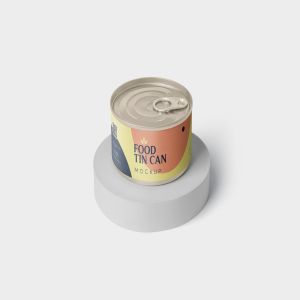 迷你型食品罐头外观设计图样机模板 Food Tin Can Mockup Small Size – Round