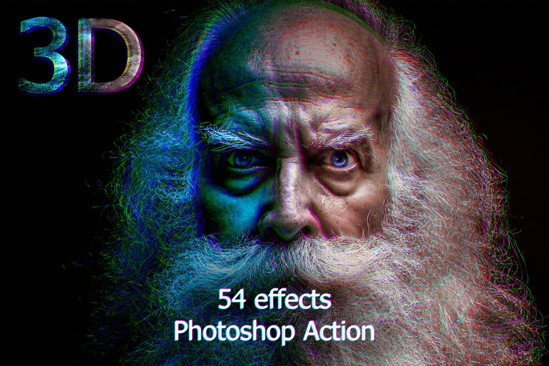 54款人像照片3D特效PS动作 3D Actions