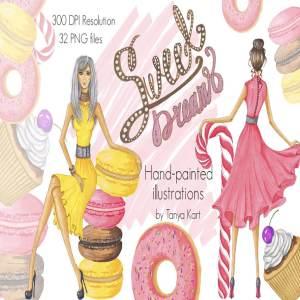 甜点甜心宝贝手绘剪贴画合集 Sweets Hand-painted clipart