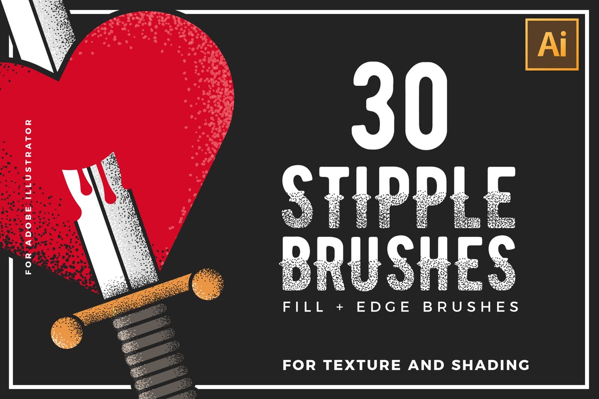 30款点画效果设计AI笔刷 Stipple Brushes For Illustrator