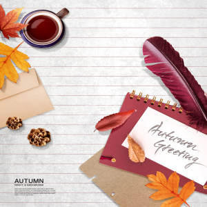 秋季信封信纸海报背景图片psd素材