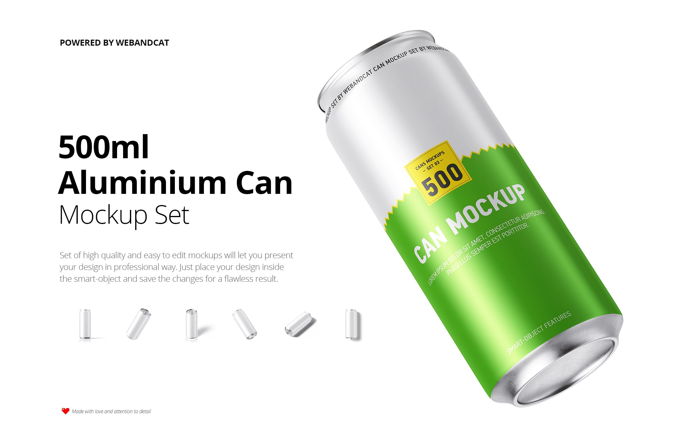500ml容量饮料易拉罐外观设计效果图样机 500ml Can Mock-up