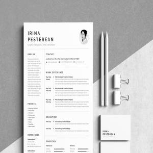 简约黑白风格个人简历设计模板 Resume|Cv_Irina Pesterean