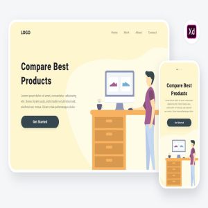 产品对比场景APP&Web设计矢量插画[XD&SVG] Comparing products illustration (Adobe XD & SVG)