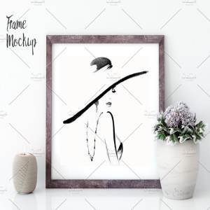实木框画框样机 Frame mockup in white – 1 (10×8)