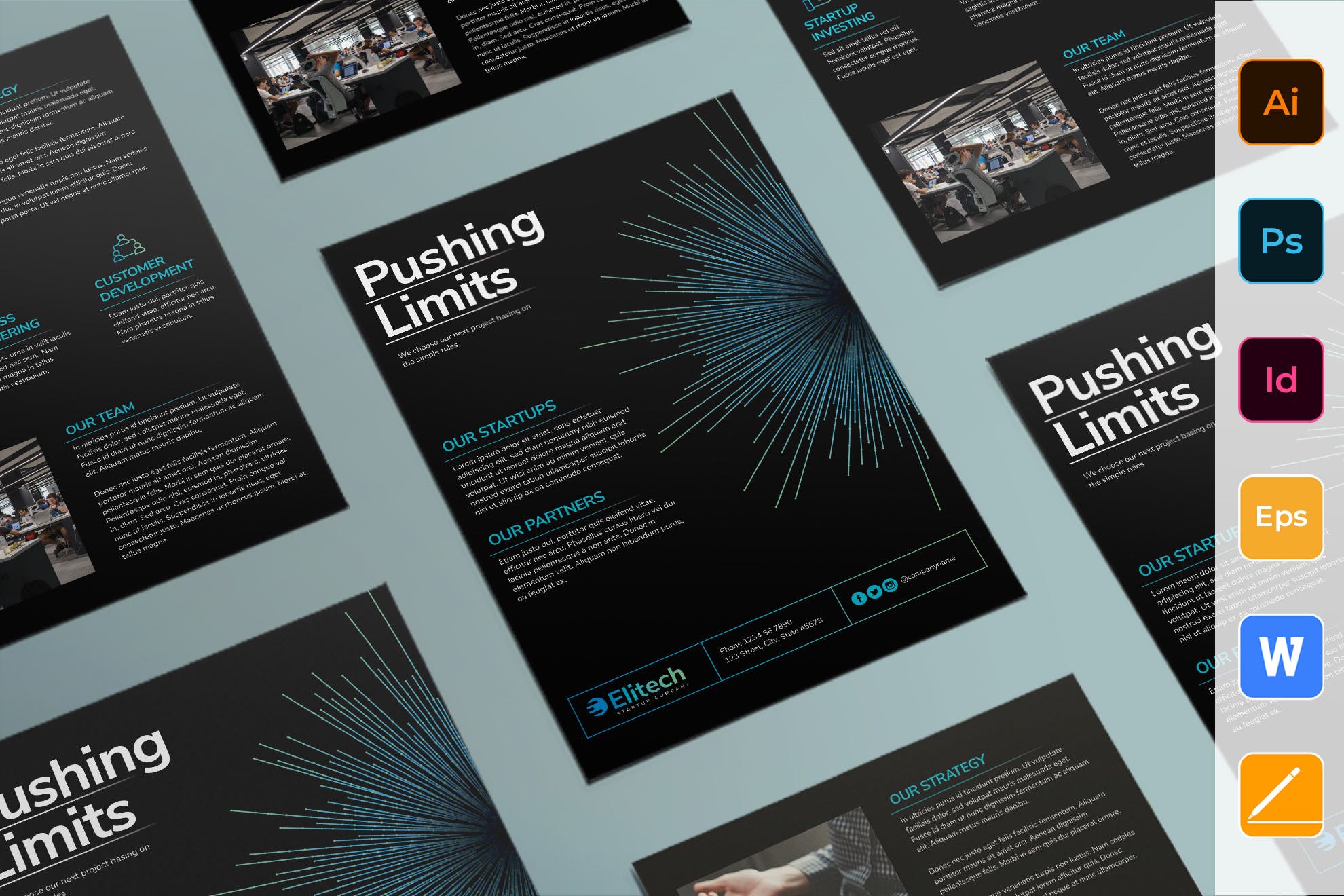 信息科技公司简介海报传单设计模板 Tech Startup Flyer