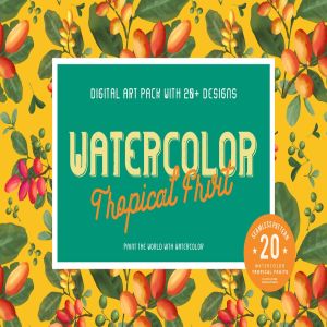 20组水彩热带水果无缝图案合集 20 Watercolor Tropical Fruits Seamless Pattern
