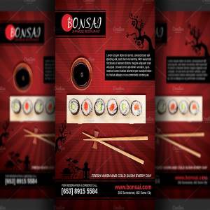 日本餐厅料理传单模板 Japanese Restaurant Flyer template
