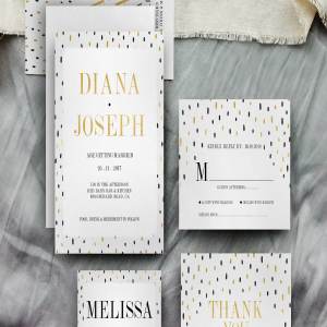 黑金波尔卡多婚礼设计模板合集 Black Gold Polkadot Wedding Suite