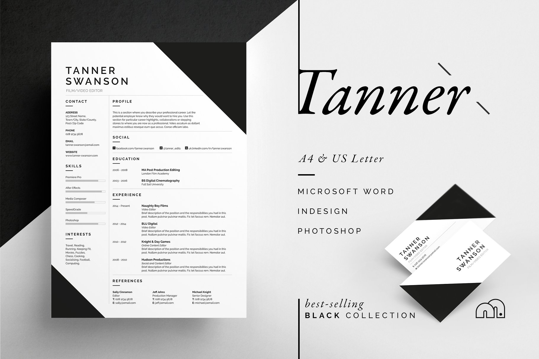 专业且酷炫的简历模板 Tanner – Resume/CV