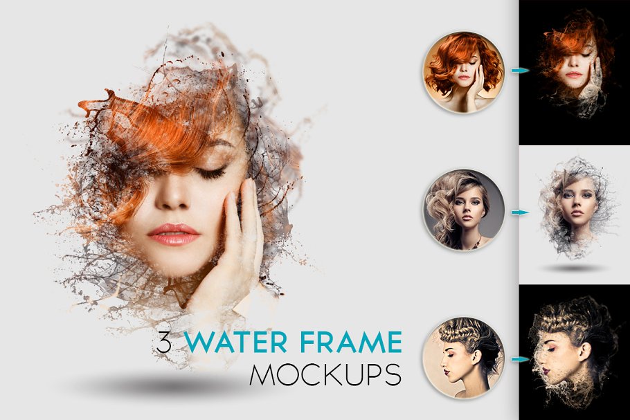 人像水框特效样机模板 Water Frame Mockup