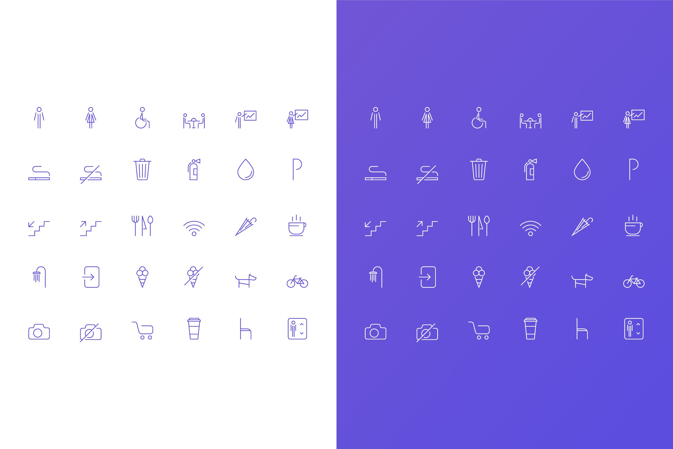 咖啡主题极简设计风格矢量线性图标 Simple Vector Icons Set for Сafe