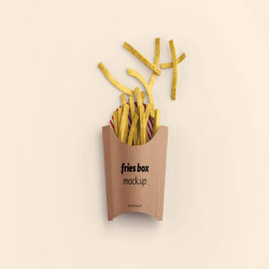 薯条食品包装盒设计样机模板 Fries Box Mockup
