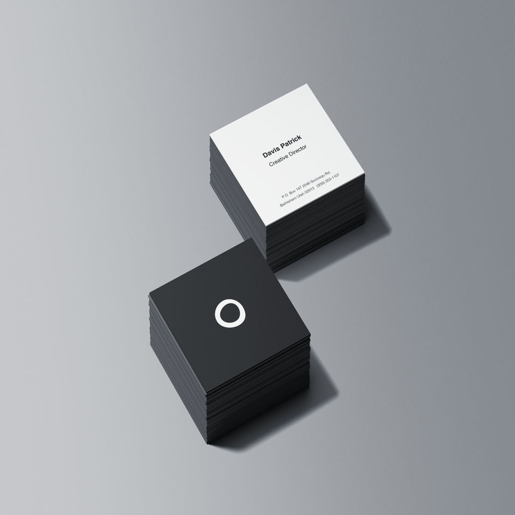 方形企业名片设计叠放效果图样机模板 Square Business Card Stacks Mockup插图