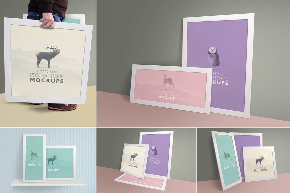 海报摄影艺术作品画框样机 Photo Frame Mockups