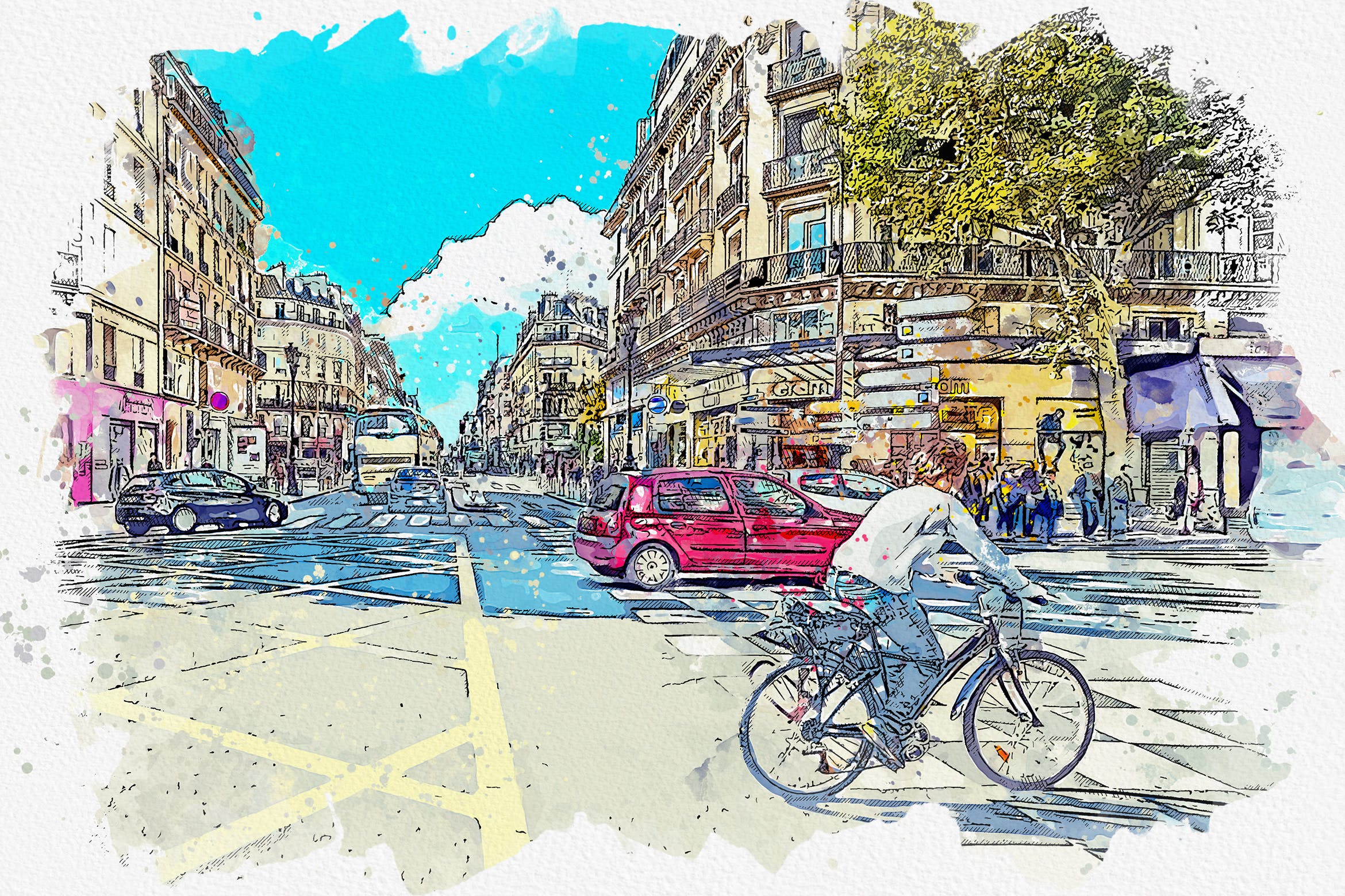 城市速写艺术效果PS动作 Urban Sketch Photoshop Action