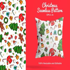 圣诞节节日主题元素矢量图案素材 Christmas Pattern – Vector Illustration