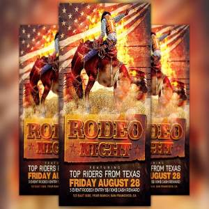 牛仔主题夜店传单模板 Rodeo Night Flyer Template