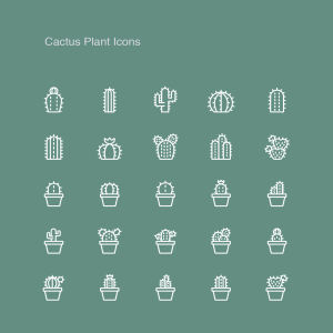 仙人掌植物矢量图标下载 Cactus Plant Icons