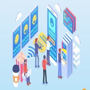 在线订票系统2.5D等距概念插画 Isometric Online Ticket Booking Vector Concept