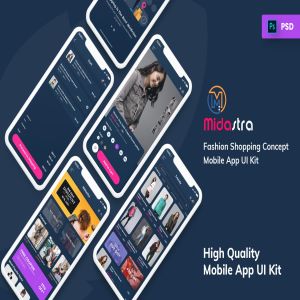 时尚购物APP应用UI设计套件 Midastra-Fashion Shopping Mobile App UI kit Dark