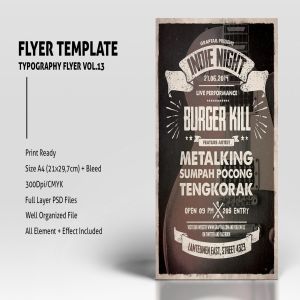 复古设计风格活动海报传单模板v13 Typography Flyer Vol.13