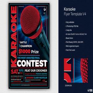 卡拉OK音乐传单PSD模板 Karaoke Flyer PSD V4