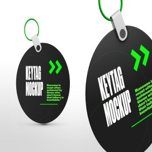 圆形钥匙标签设计图样机 Circle Key Tag Mockups