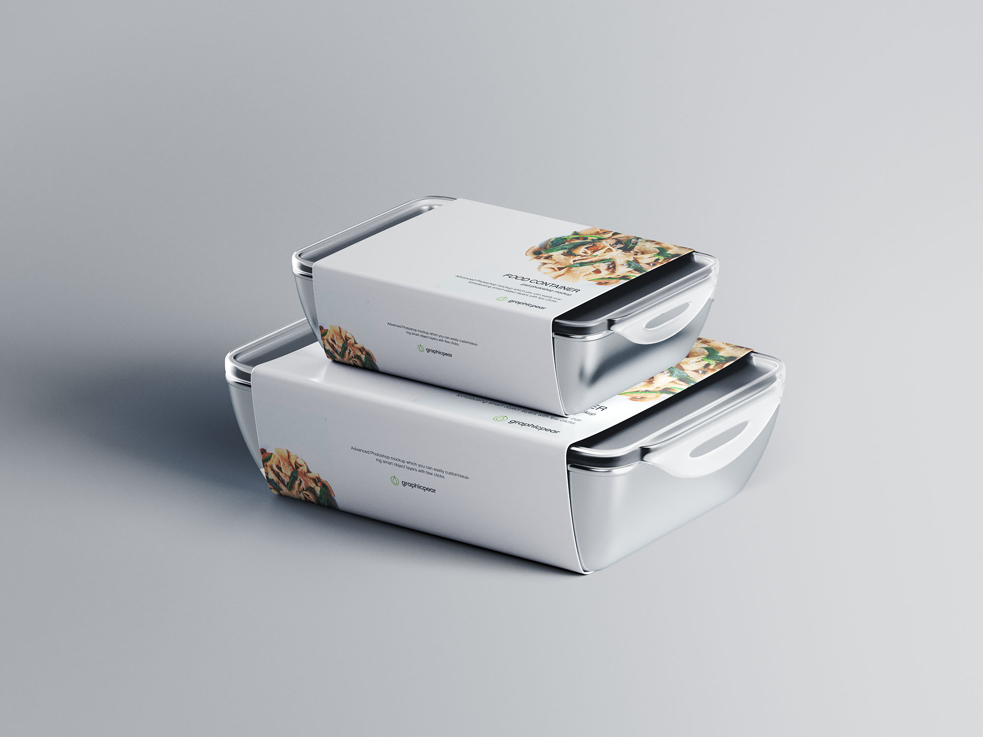 带标签快餐包装盒设计效果图样机模板 Food Container Mockup with Label