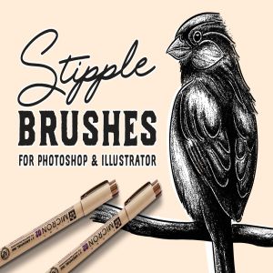 点画法艺术创作效果PS&AI绘画笔刷套装 Stipple Brush Set for Photoshop and Illustrator