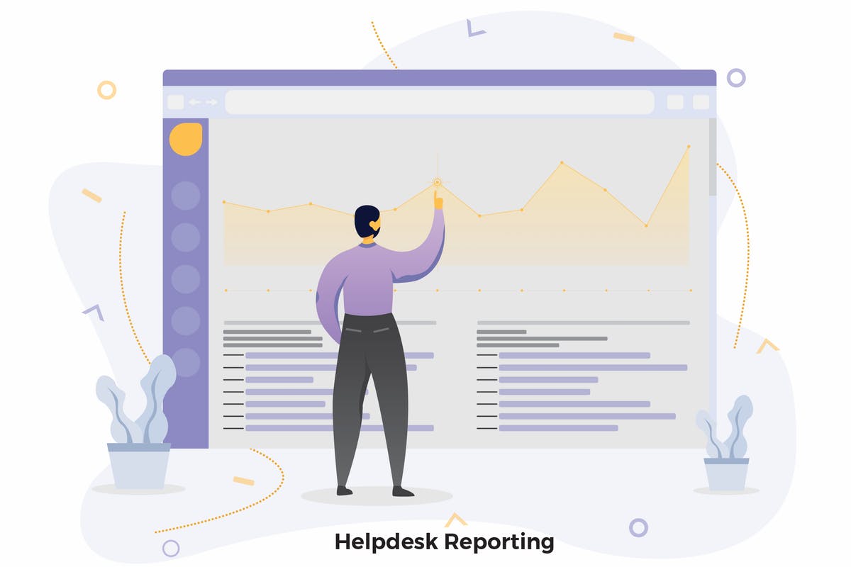 帮助中心数据报告CRM概念插画设计素材 Helpdesk Reporting Illustrations CRM