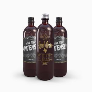 琥珀色冷酿咖啡玻璃瓶饮料瓶样机 Cold Brew Coffee Amber Glass Bottle Mockup