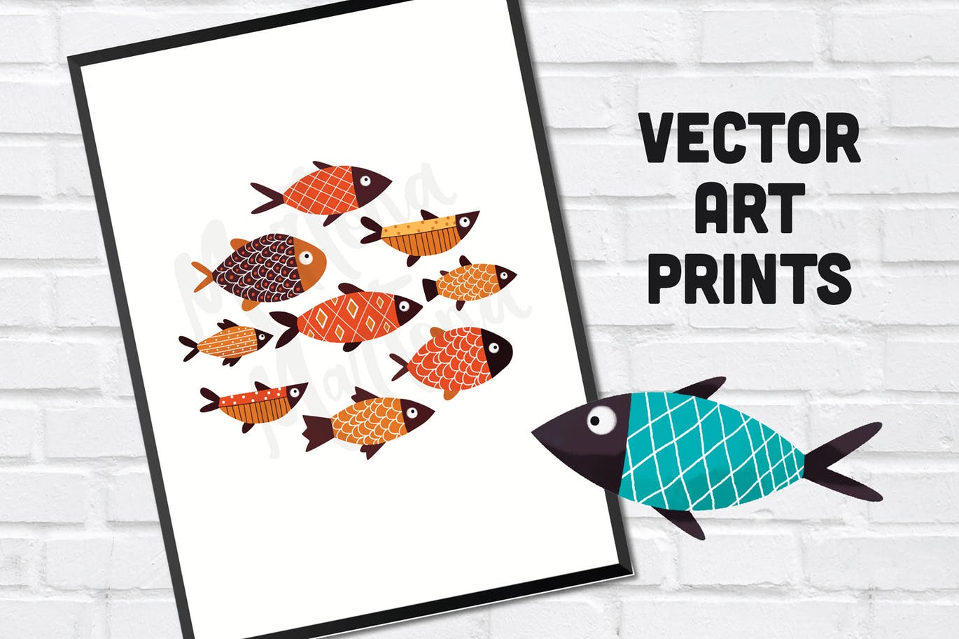 手绘鱼图案矢量图形设计素材 Fishes